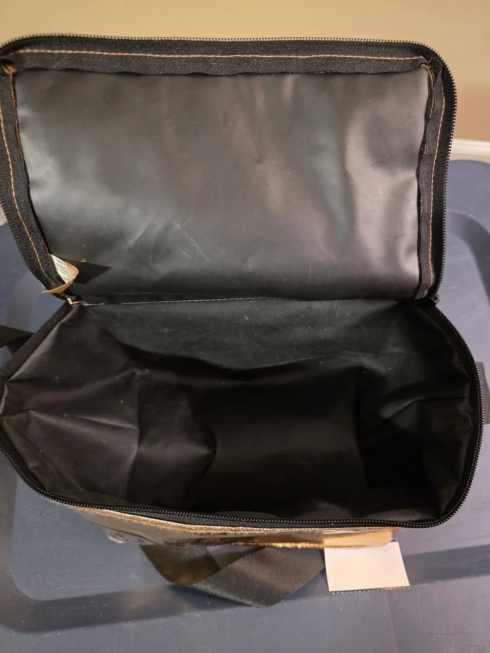 PINK Victoria's Secret Metallic Gold Travel Cosmetic Bag